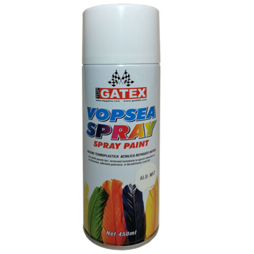 Vopsea acrilica spray 450ml Top Gatex - Alb mat