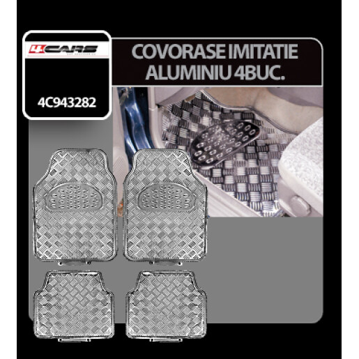 Covorase imitatie aluminiu 4buc - Crom
