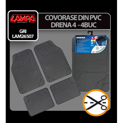 Covorase pvc universale Drena 4 gri 4buc