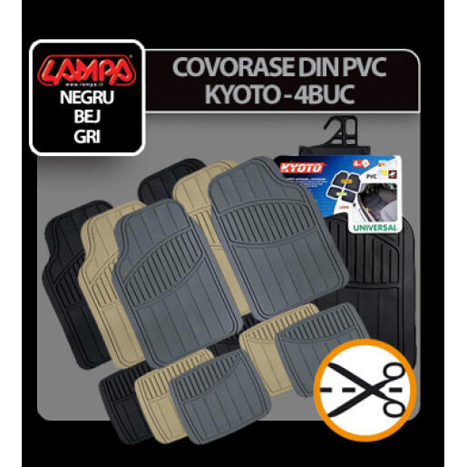 Covorase pvc universale Kyoto 4buc - Gri