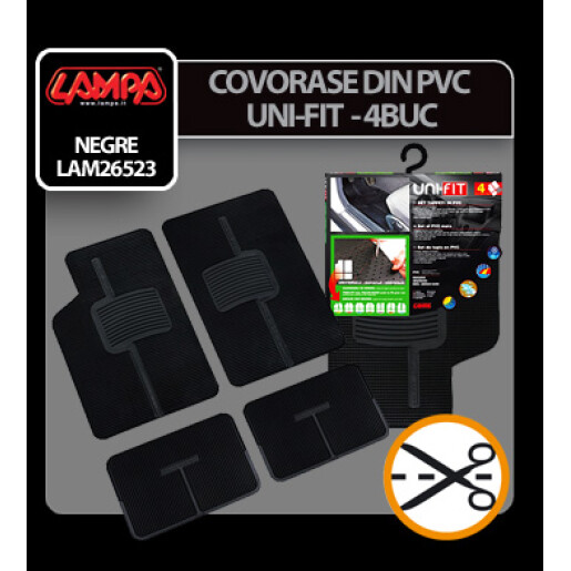 Covorase pvc universale Uni-Fit negre 4buc