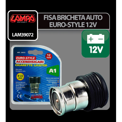 Fisa bricheta auto Euro-Style - Ø 22mm - 12V