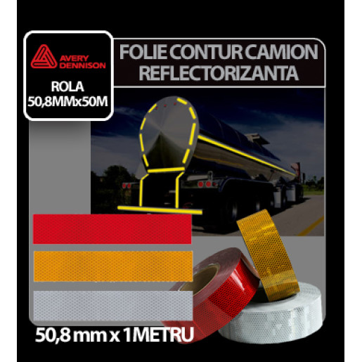 Folie contur camion reflectorizanta 50,8mm x 1ml - Rosu