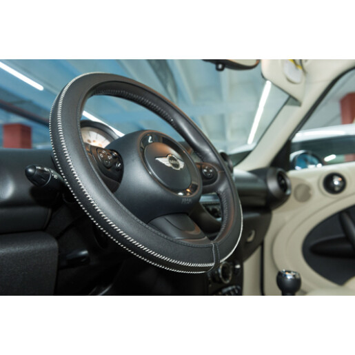 Husa volan Artisan - M - Ø 37/39cm - Negru/Alb