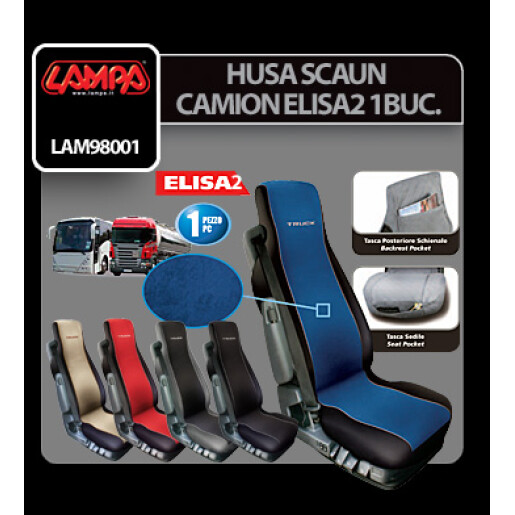 Husa scaun camion Elisa-2 poliester/imit. piele 1buc - Rosu/Negru