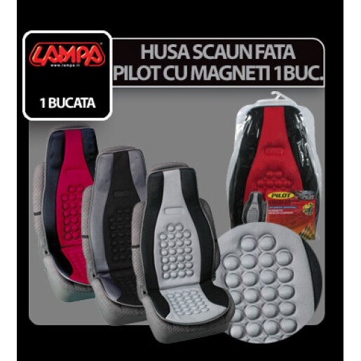 Husa scaun fata Pilot cu magneti 1buc - Negru/Rosu