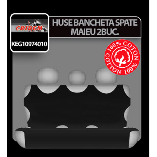 Huse bancheta spate maieu Koszulki 2buc - Negru