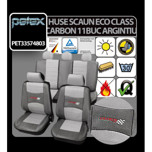 Huse scaun Eco Class Carbon set 11buc - Argintiu