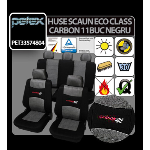 Huse scaun Eco Class Carbon set 11buc - Negru
