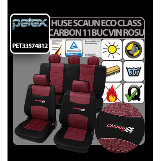 Huse scaun Eco Class Carbon set 11buc - Vin Rosu