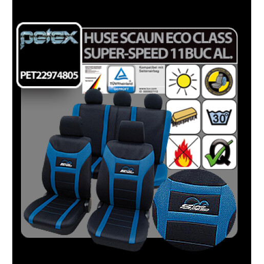 Huse scaun Eco Class Super-Speed set 11buc - Albastru