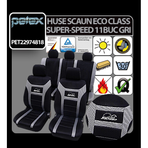 Huse scaun Eco Class Super-Speed set 11buc - Gri
