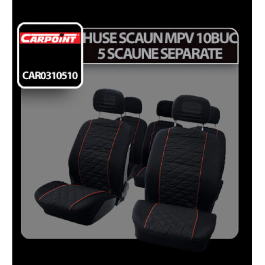 Huse scaun MPV Carpoint 10buc - Negru/Rosu