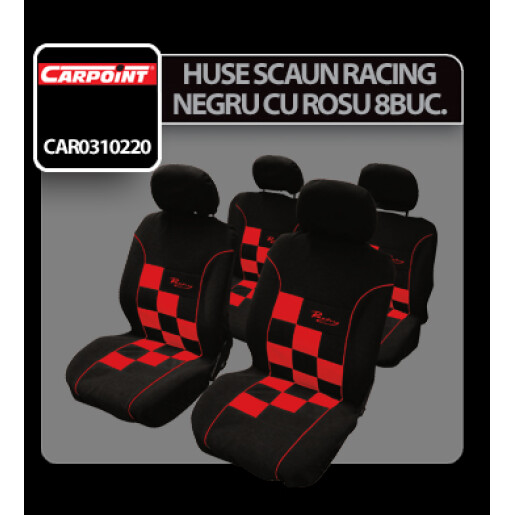 Huse scaun Racing negru cu rosu 8buc