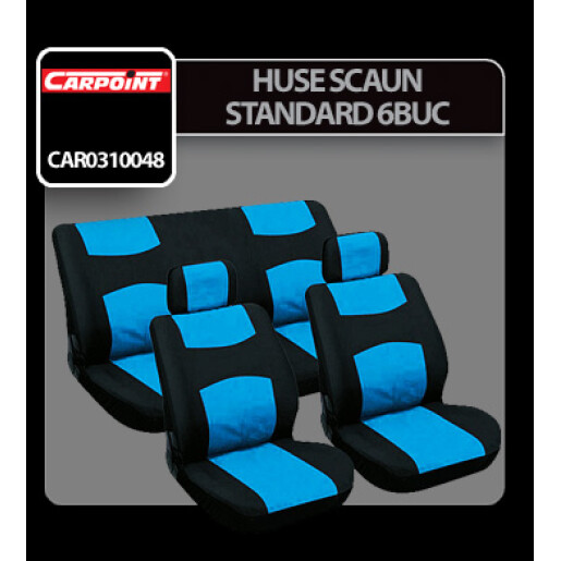 Huse scaun Standard 6buc Carpoint - Negru/Albastru