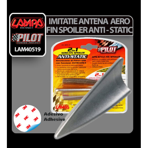 Imitatie antena Aero-Fin Spoiler Anti-Static 2 in 1 - Argintiu
