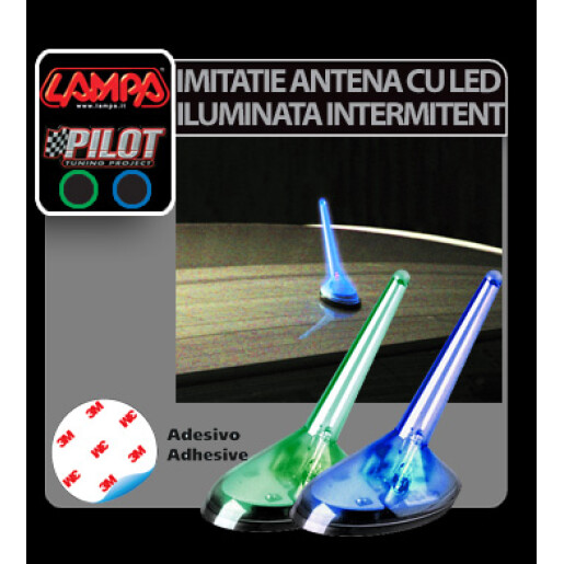 Imitatie antena iluminata intermitent cu LED - Verde