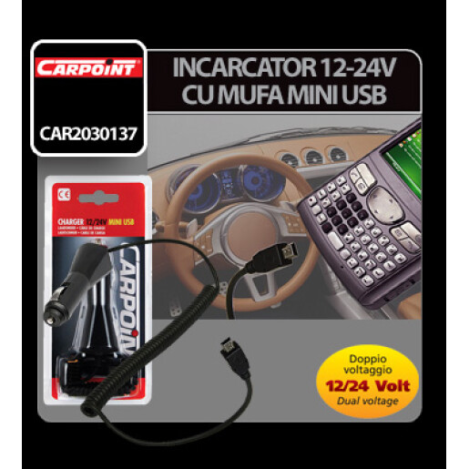 Incarcator 12-24V cu mufa mini USB Carpoint