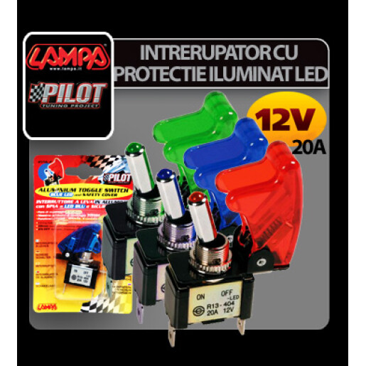 Intrerupator cu protectie iluminat cu led 12V-20A - Verde