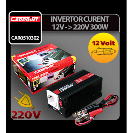 Invertor curent de la 12V la 220V 300W Carpoint