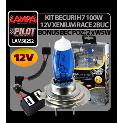 Bec halogen 12V - H7 - 100W Xenium Race PX26d 2buc + Pachet bonus