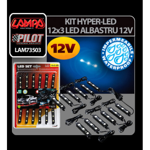 Kit Hyper-Led 12x3 Led 12V Albastru