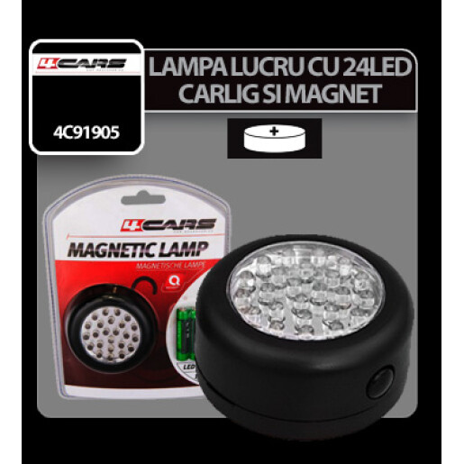 Lampa de lucru cu 24 LED-uri si magnet rotunda 4Cars
