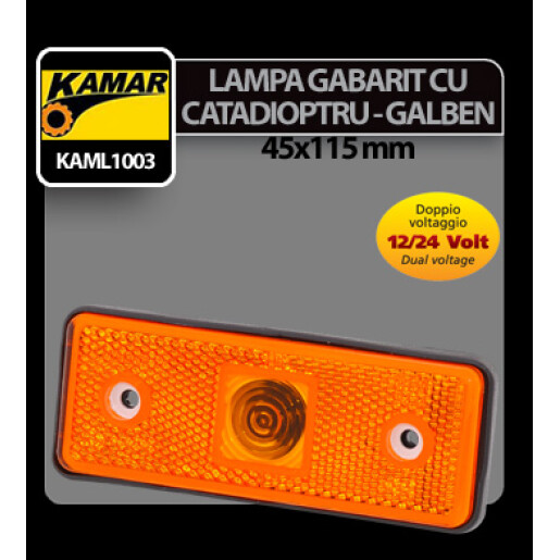 Lampa gabarit catadioptru galben Kamar 5W cap sticla - 12/24V