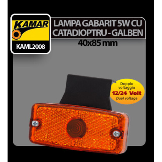Lampa gabarit catadioptru galben Kamar 5W sofit - 12/24V