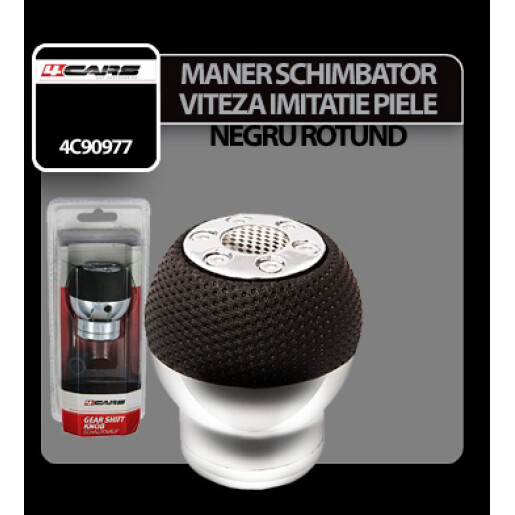Maner schimbator viteza imitatie piele negru rotund 4Cars