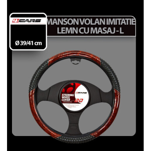 Manson volan imitatie lemn si masaj 4Cars - L - Ø 39/41cm