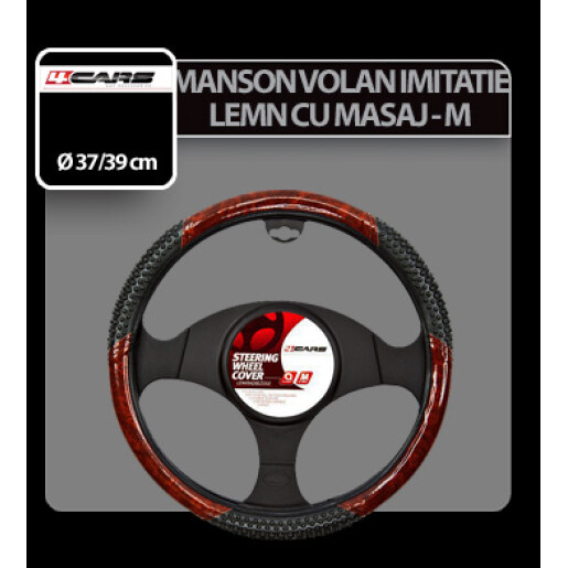 Manson volan imitatie lemn si masaj 4Cars - M - Ø 37/39cm