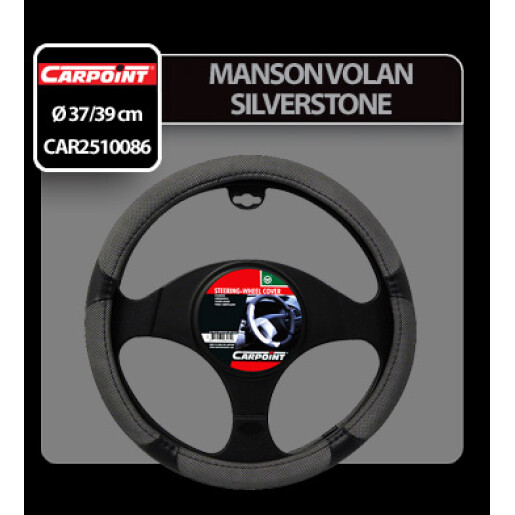 Husa volan Silverstone Carpoint - M - Ø 37/39cm - Gri/Negru