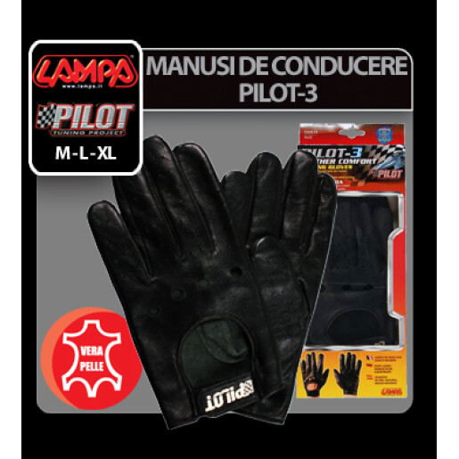 Manusi de conducere Pilot-3 - XL - Negru