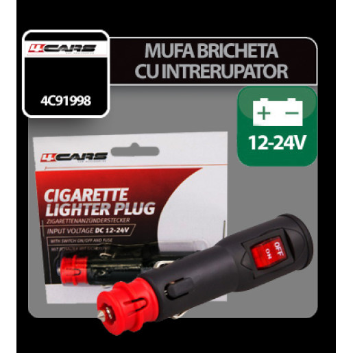 Mufa bricheta cu intrerupator 8A 12/24V 4Cars
