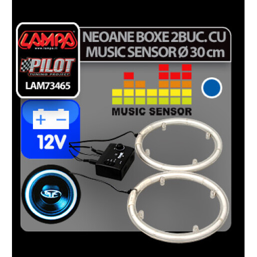 Neoane boxe cu music senzor NR-30, Ø 30cm 12V - Albastru