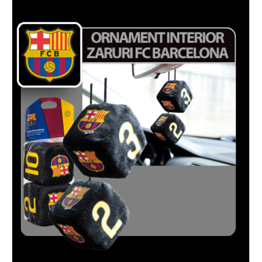 Ornament interior zaruri FC Barcelona 7x7cm - Negru