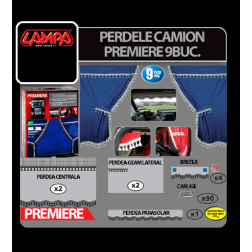 Perdele camion Premiere 9buc - Albastru