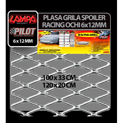 Plasa grila spoiler Racing Argintiu - Medium 6x12mm - 120x20cm