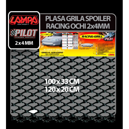 Plasa grila spoiler Racing Negru - Small 2x4mm 100x33cm
