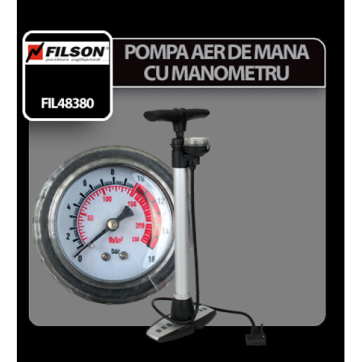 Pompa aer de mana cu manometru Filson