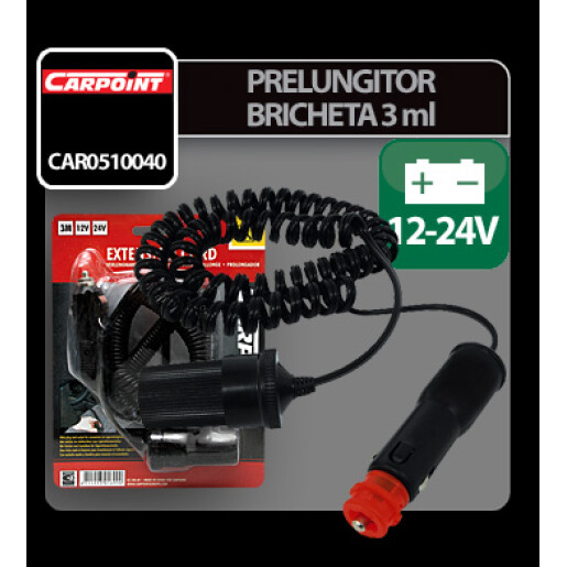 Prelungitor priza bricheta cu 3m cablu 12-24V max 5A Carpoint