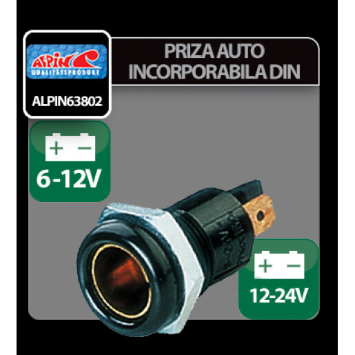 Priza auto incorporabila DIN - 6/12/24V 16A - Alpin