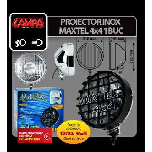 Proiector inox Maxtel 4x4 rotund 1buc - Alb - Profunzime