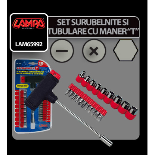 Set surubelnite si tubulare cu maner T Lampa