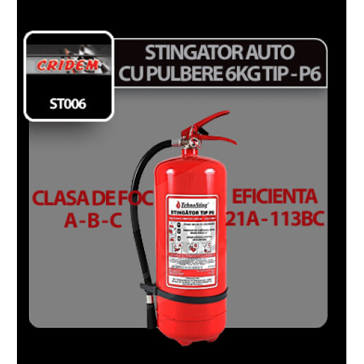 Stingator auto cu pulbere 6kg Tip P6 Cridem