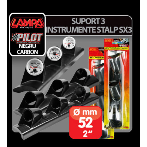 Suport 3 instrumente stalp SX3 (52mm) - Negru - Stanga