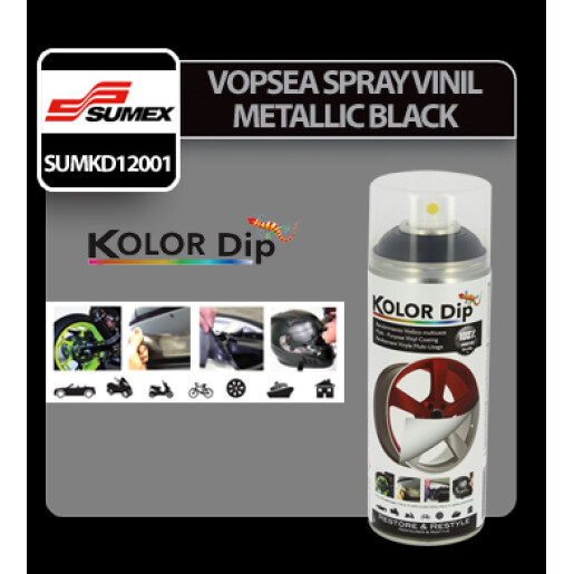 Vopsea spray cauciucata Kolor Dip 400ml - Metallic black