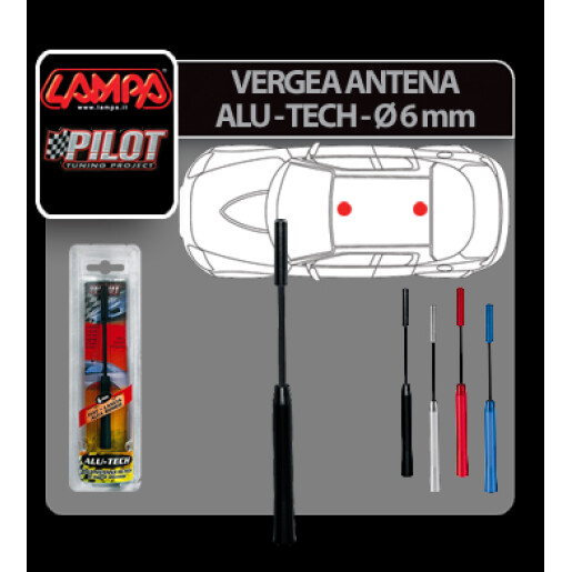 Vergea antena Alu-Tech - Ø 6mm - Negru
