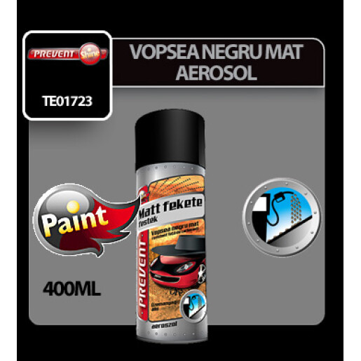Vopsea negru mat rezistenta la combustibili aerosol Prevent 400ml